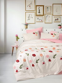 L'essentiel linge de maison Blossom - Salmón Juego de funda de edredón doble